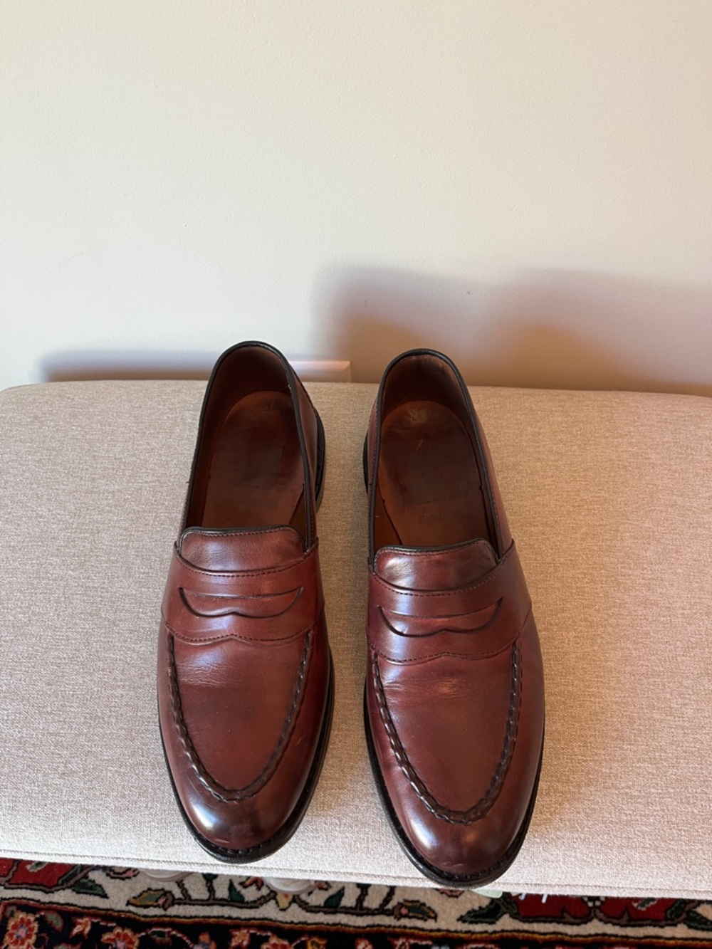 Allen Edmonds Burnished Chestnut Leather Penny Loafers